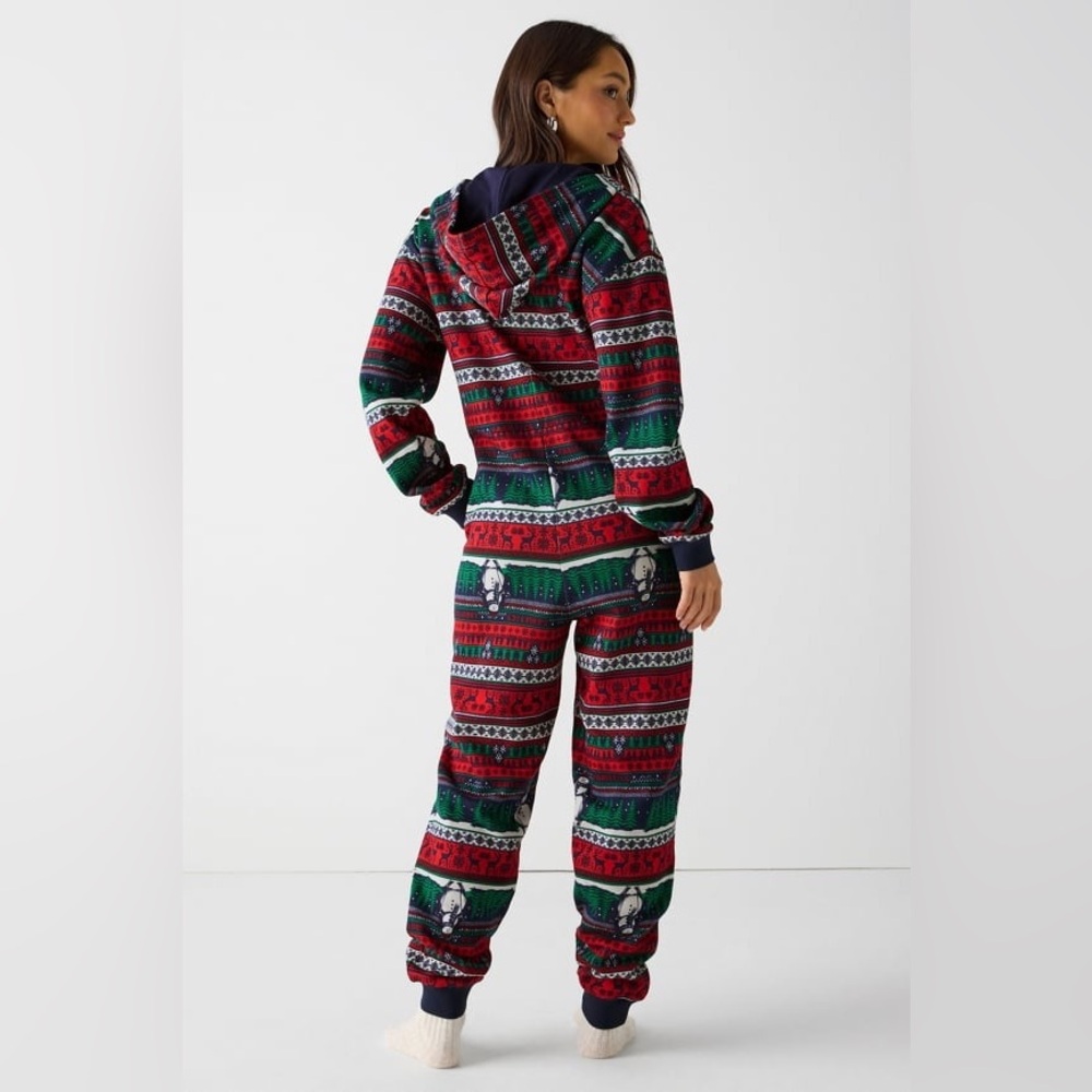 Fabletics Cozy Fleece Hooded Onesie Frosty Day Fairisle XS - Picture 2 of 5